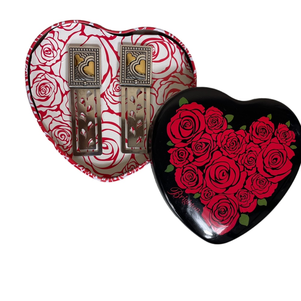 Set of 2 Brighton Two-Tone Heart Book Markers NWOT